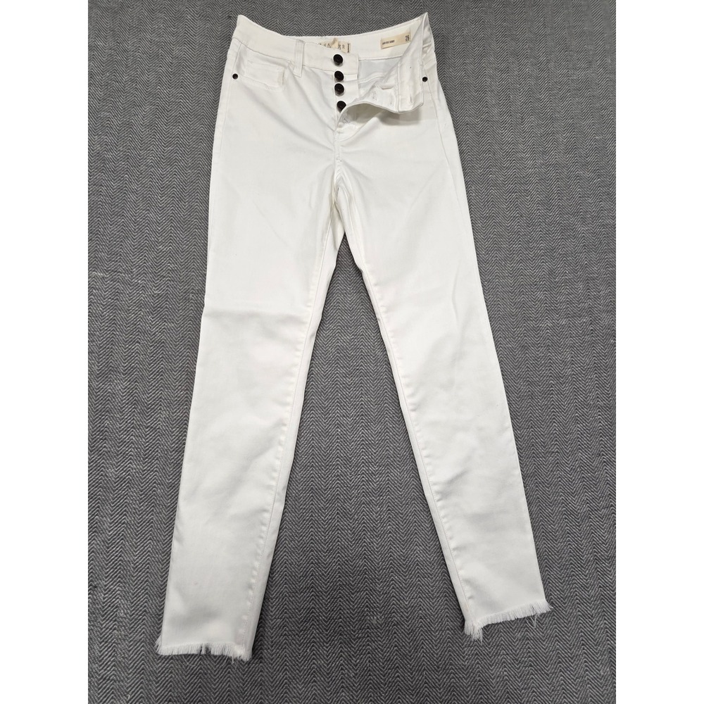 Harper Heritage Womens White High Rise Skinny Jeans Raw Hem Button‎ Fly Size 26